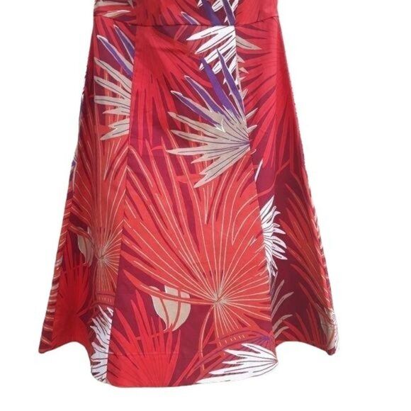 Gap Dress Vacation Island Strapless A-line Fit & Flare Tropical Palm Maroon Sz 6 - Picture 6 of 8